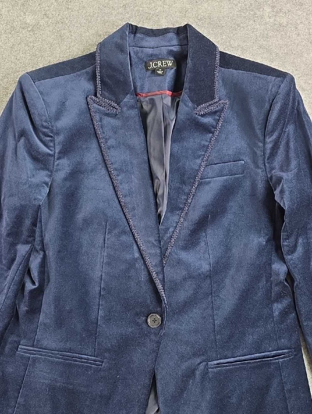 J. Crew Women's Navy Blue Velvet Single-Button Blazer Sz 10 Jacket Lined Party - Picture 3 of 7